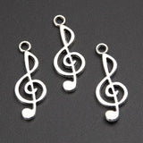 60pcs Silver Music Note Charms 25x10mm Pendant DIY Jewelry Making Accessories