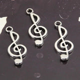60pcs Silver Music Note Charms 25x10mm Pendant DIY Jewelry Making Accessories