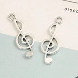 60pcs Silver Music Note Charms 25x10mm Pendant DIY Jewelry Making Accessories