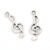 60pcs Silver Music Note Charms 25x10mm Pendant DIY Jewelry Making Accessories