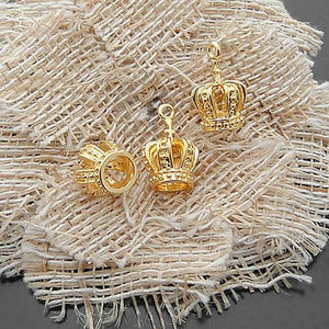 6PCS 19*13MM 24K Plated Brass Crown Charms Pendants Jewelry Earrings