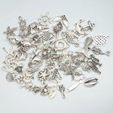 30pcs Silver Nautical Wave Shell Starfish Charms Marine Animal Pendant
