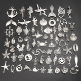 30pcs Silver Nautical Wave Shell Starfish Charms Marine Animal Pendant