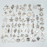 30pcs Silver Nautical Wave Shell Starfish Charms Marine Animal Pendant