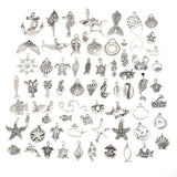 30pcs Silver Nautical Wave Shell Starfish Charms Marine Animal Pendant