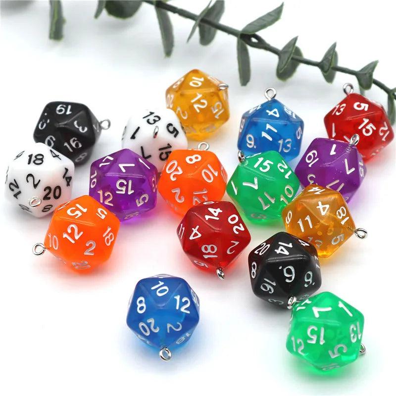 10Pcs Resin 20-Sided Dice Charms for Jewelry Making Supplies