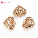 10PCS 18x16MM High Champagne Brass Heart Charms Pendants DIY Jewelry