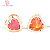 6PCS 9MM 24K Brass Zircon Heart Shaped Pendants High Jewelry Findings