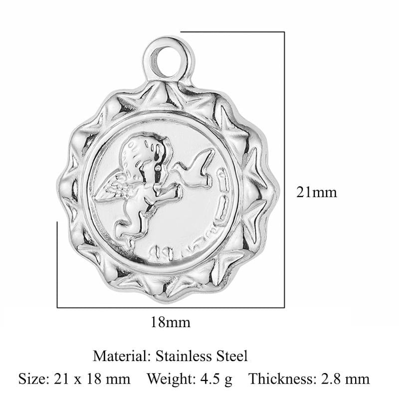 3pcs/Lot Virgin Mary Angel Mirror Polished 316 Stainless Steel DIY Charm