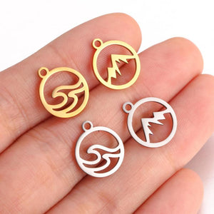 5Pcs Romantic Mountain Charm Stainless Steel Pendants for Jewelry Making