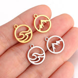 5Pcs Romantic Mountain Charm Stainless Steel Pendants for Jewelry Making