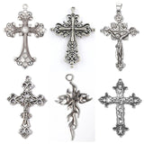 Vintage Alloy Cross Pendants Rhinestone Faith Charms for DIY Jewelry Making