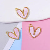 20Pcs Pink Purple Love Heart Charms For Jewelry Making