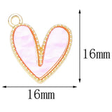 20Pcs Pink Purple Love Heart Charms For Jewelry Making