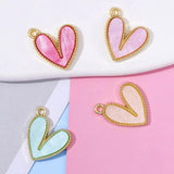 20Pcs Pink Purple Love Heart Charms For Jewelry Making