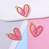 20Pcs Pink Purple Love Heart Charms For Jewelry Making