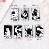 8Pcs Cat Tarot Card Charms Acrylic Pendants DIY Making Accessories