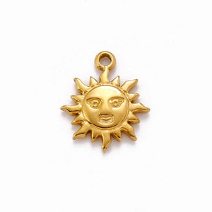 3pcs Stainless Steel Sun Moon Pendants Smiling Face Charms