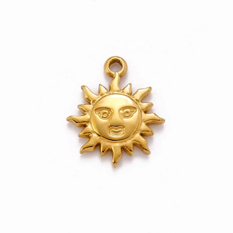 3pcs Stainless Steel Sun Moon Pendants Smiling Face Charms