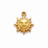 3pcs Stainless Steel Sun Moon Pendants Smiling Face Charms