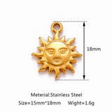 3pcs Stainless Steel Sun Moon Pendants Smiling Face Charms
