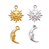 3pcs Stainless Steel Sun Moon Pendants Smiling Face Charms