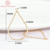10PCS 24K Brass Rhombus Water Droplet Pendants High Jewelry Findings