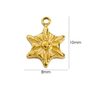 3Pcs Stainless Steel Starfish Shell Flower Charms DIY Necklace Jewelry