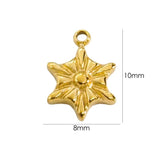 3Pcs Stainless Steel Starfish Shell Flower Charms DIY Necklace Jewelry