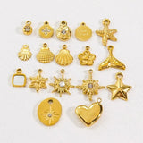 3Pcs Stainless Steel Starfish Shell Flower Charms DIY Necklace Jewelry