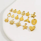 3Pcs Stainless Steel Starfish Shell Flower Charms DIY Necklace Jewelry