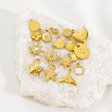 3Pcs Stainless Steel Starfish Shell Flower Charms DIY Necklace Jewelry