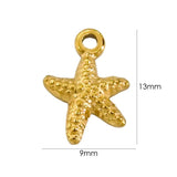 3Pcs Stainless Steel Starfish Shell Flower Charms DIY Necklace Jewelry