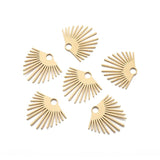 6Pcs Raw Brass Sun Flowers Charms Fan Shaped Half Sun Ray Pendant