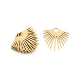 6Pcs Raw Brass Sun Flowers Charms Fan Shaped Half Sun Ray Pendant