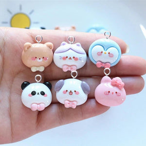 10pcs Cartoon Animals Head Charms for Jewelry Making Resin Pendant DIY Crafts