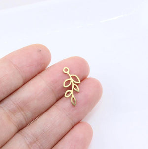 10pcs Stainless Steel Leaves Charms Pendant DIY Handcraft
