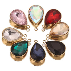 5pcs Stainless Steel Glass Charms for Jewelry Making Crystal DIY Earrings
