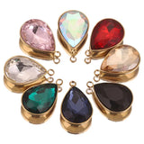 5pcs Stainless Steel Glass Charms for Jewelry Making Crystal DIY Earrings