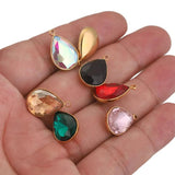 5pcs Stainless Steel Glass Charms for Jewelry Making Crystal DIY Earrings