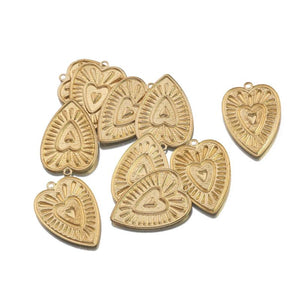 20Pcs Raw Brass Sacre Heart Charms Pendants for DIY Earrings Necklace