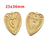 20Pcs Raw Brass Sacre Heart Charms Pendants for DIY Earrings Necklace