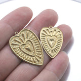 20Pcs Raw Brass Sacre Heart Charms Pendants for DIY Earrings Necklace