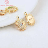 4PCS 12MM Hole 1.5MM Eye Charm Pendants 24K Brass Zircon DIY Jewelry