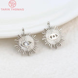 4PCS 12MM Hole 1.5MM Eye Charm Pendants 24K Brass Zircon DIY Jewelry