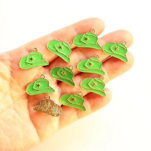10pcs Cowboy Hat Charms Mini Enamel Boots Pendants DIY Jewelry Making Findings