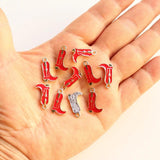 10pcs Cowboy Hat Charms Mini Enamel Boots Pendants DIY Jewelry Making Findings