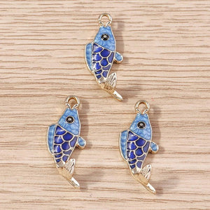 10pcs Alloy Enamel Fish Charms for Jewelry Making