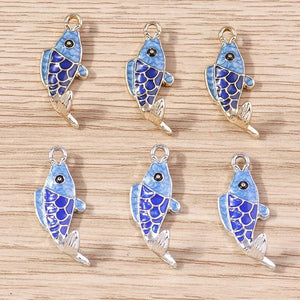 10pcs Alloy Enamel Fish Charms for Jewelry Making