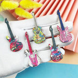 10pcs Guitar Wooden Charms for DIY Jewelry Making Earrings Pendants